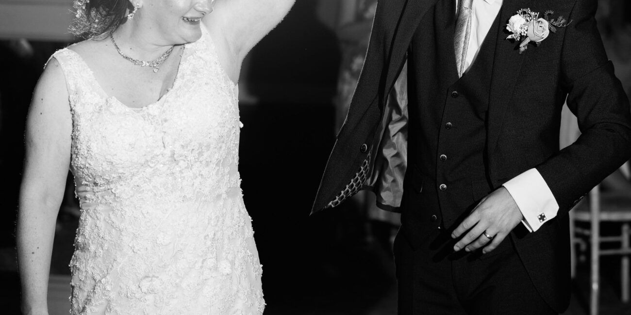 Bride and groom dancing
